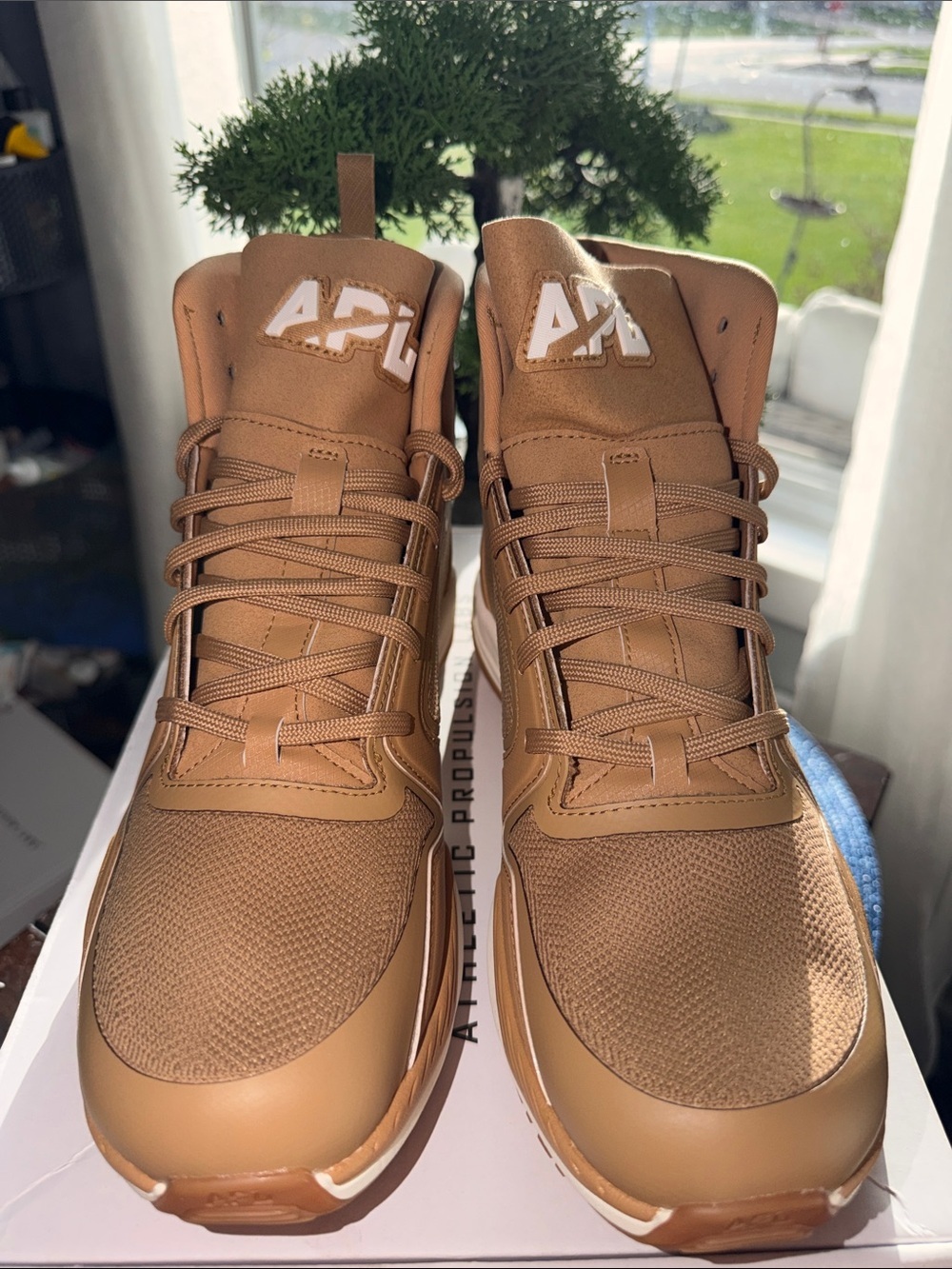 APL Women’s  Mid-Top Athletic Sneakers - Tan—Unisex